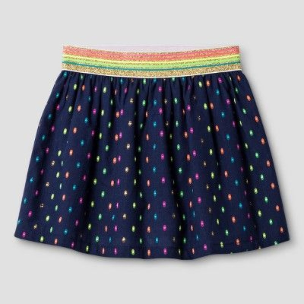 New CAT & JACK Navy Polka Dots Top & Skirt Set NWT - Picture 4 of 8